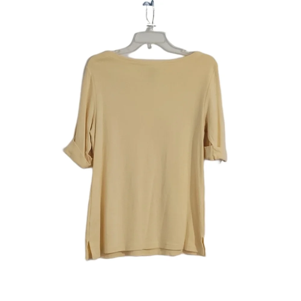 Karen Scott Women's Size Medium Short Sleeve Boat Neck Top Yellow - Picture 2 of 7